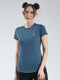 Rock.it Women Teal Blue Solid Round Neck Half Sleeve Top