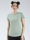 Rock.it Women Green Solid Round Neck Half Sleeve Top