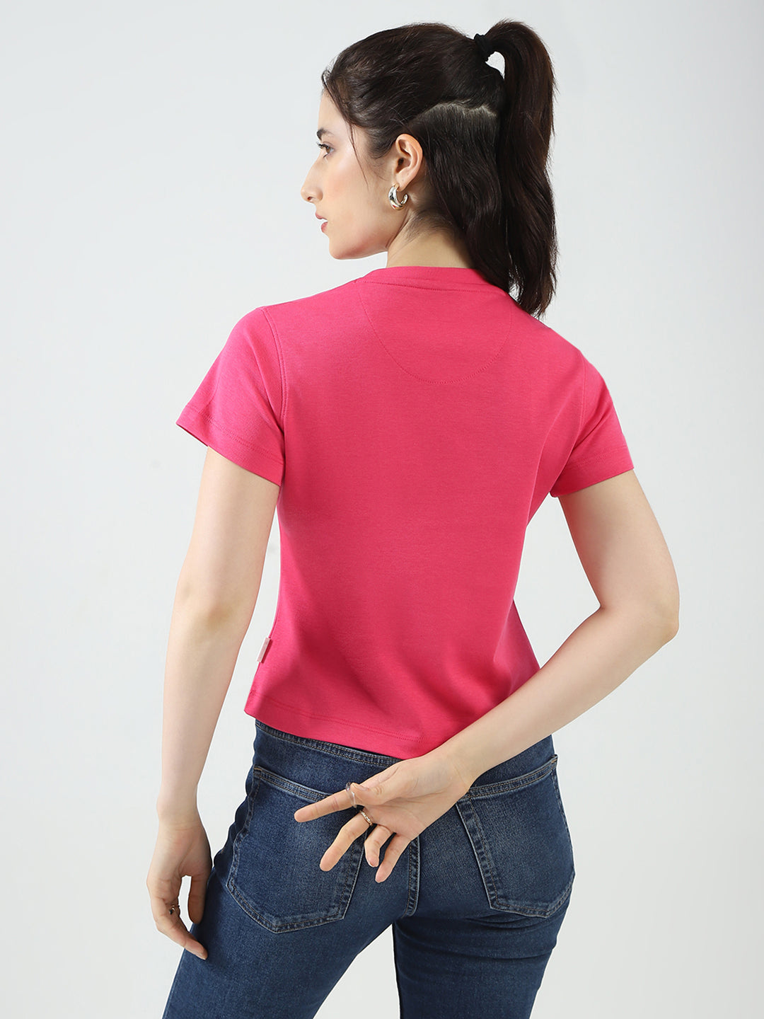 Rock.it Women Pink Printed Round Neck Half Sleeve Top