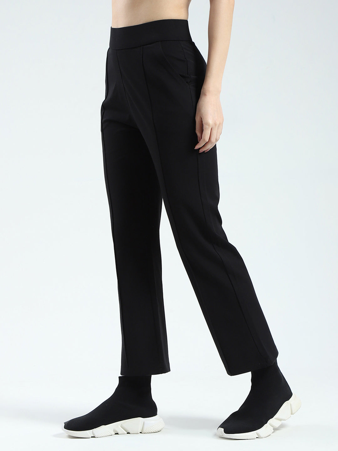 Rock.it Women Black Solid Regular Fit Pant