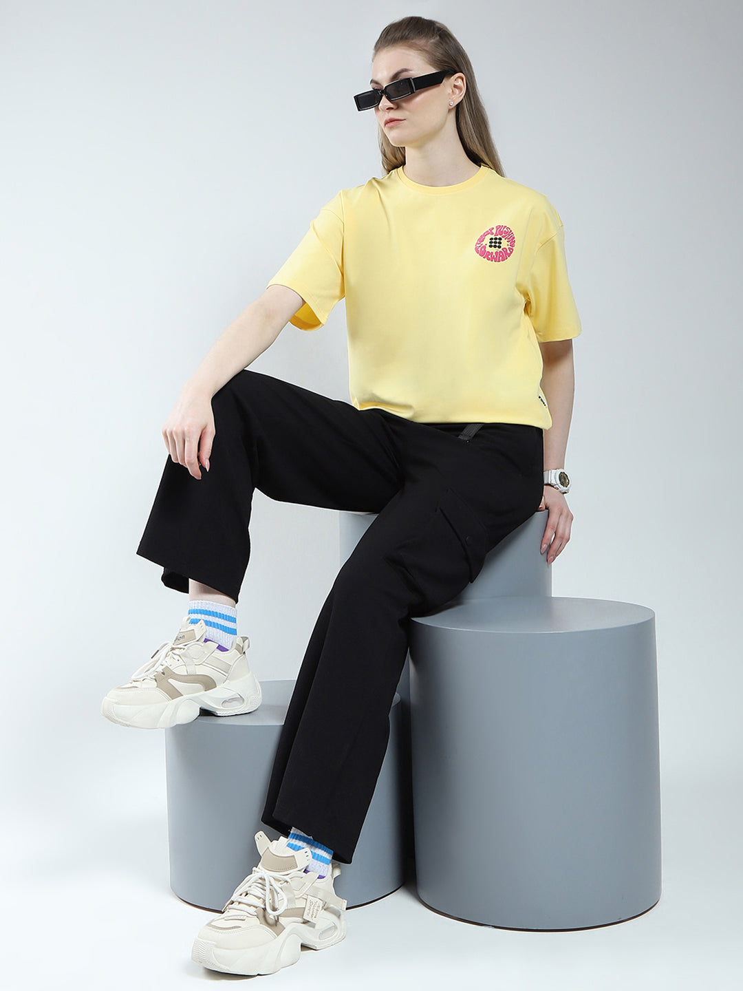 Rock.it Women Black Self Design Regular Fit Lower