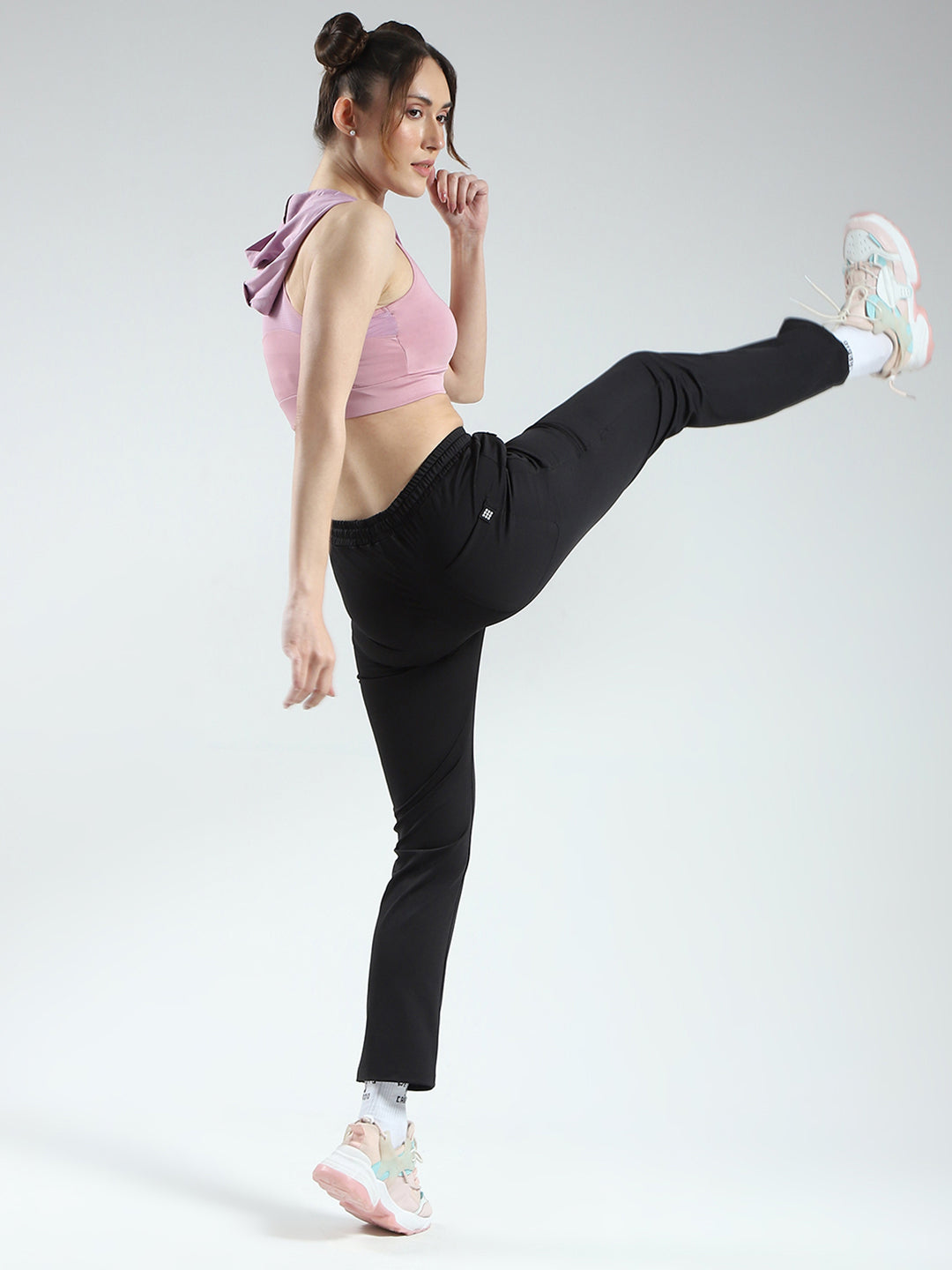 Rock.it Women Black Solid Regular Fit Lower