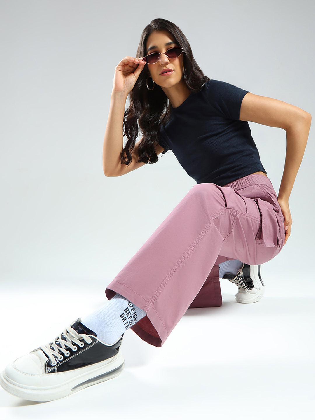 Rock.it Women Pink Solid Straight Fit Cargo