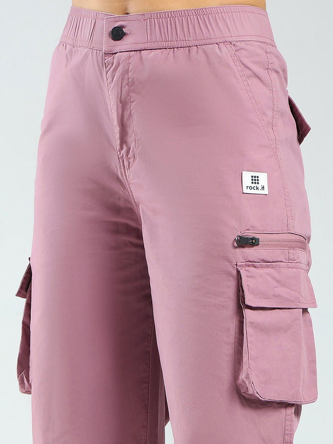 Rock.it Women Pink Solid Straight Fit Cargo