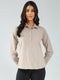 Rock.it Women Beige Solid Collar Full Sleeve Shirt