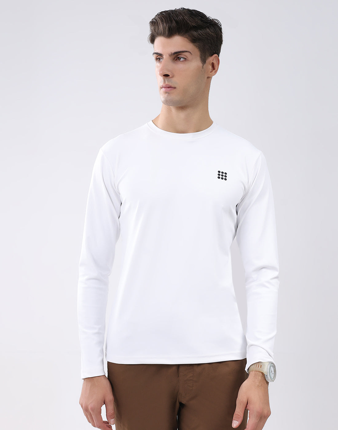 Rock.it Men White Solid Round Neck Full Sleeve T-Shirt