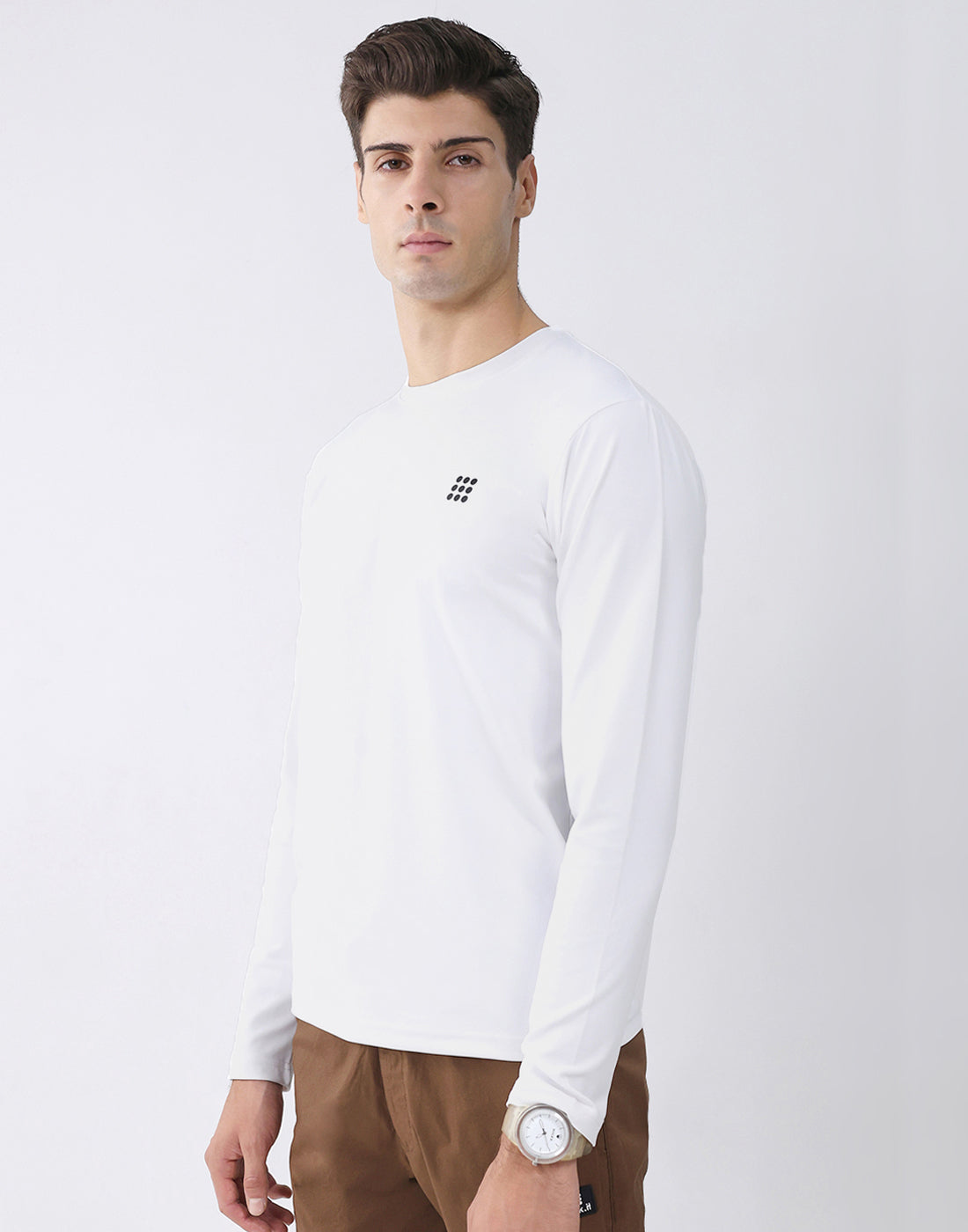 Rock.it Men White Solid Round Neck Full Sleeve T-Shirt