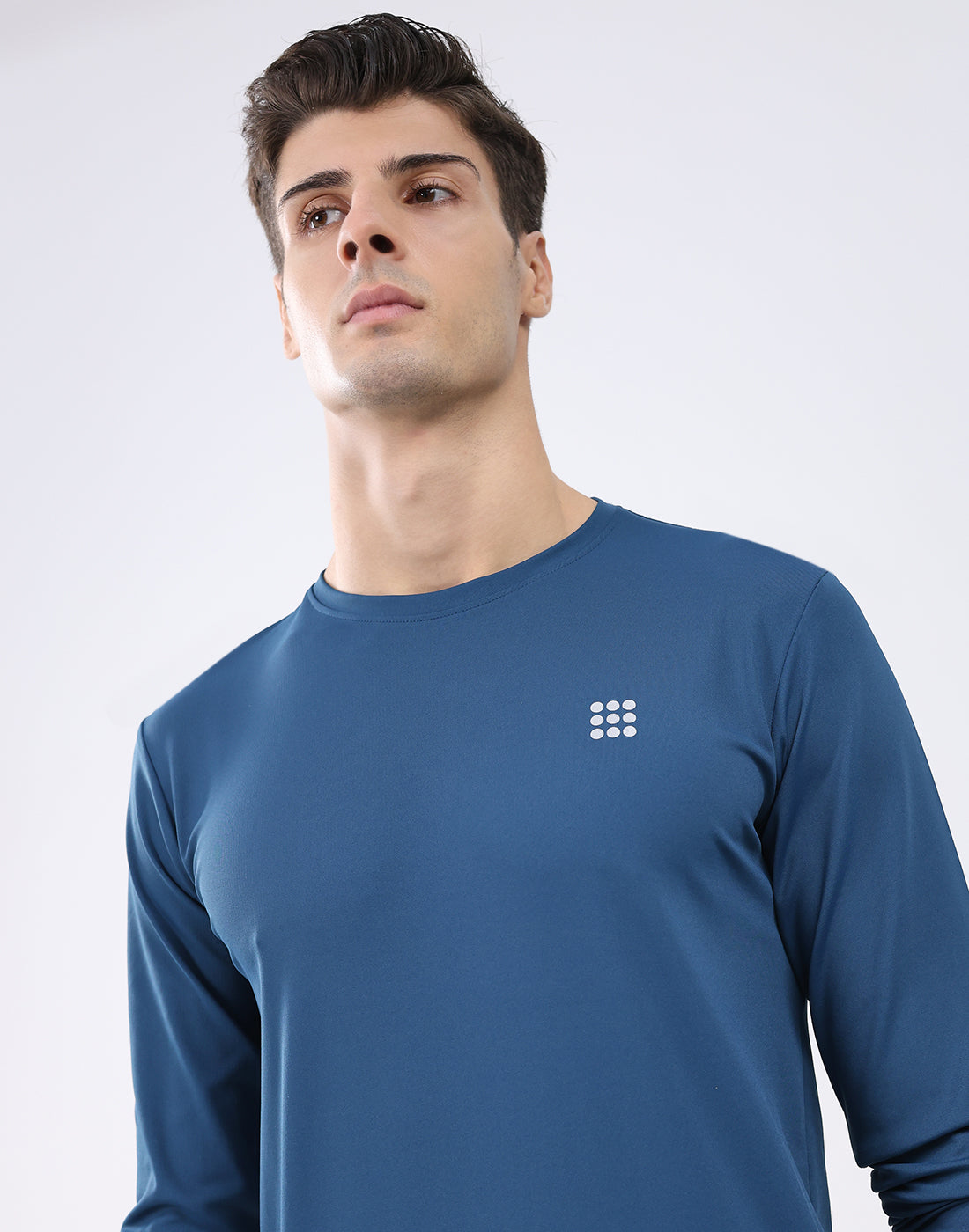 Rock.it Men Blue Solid Round Neck Full Sleeve T-Shirt