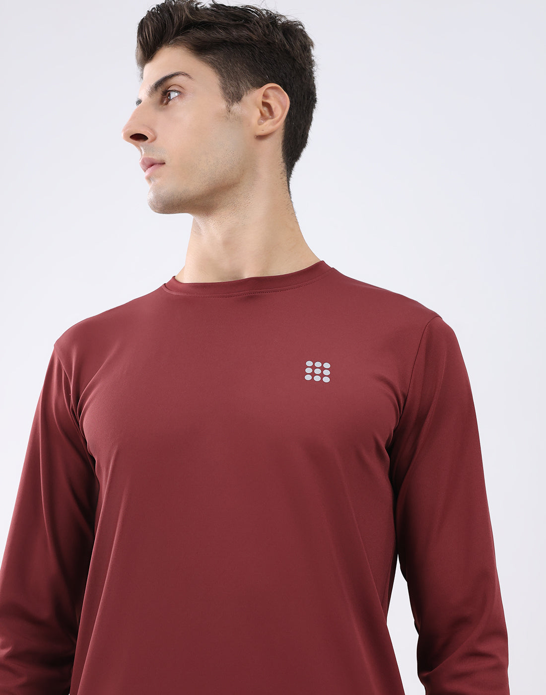 Rock.it Men Maroon Solid Round Neck Full Sleeve T-Shirt
