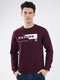 Rock.it Men Maroon Printed Round Neck Full Sleeve Sweatshirt