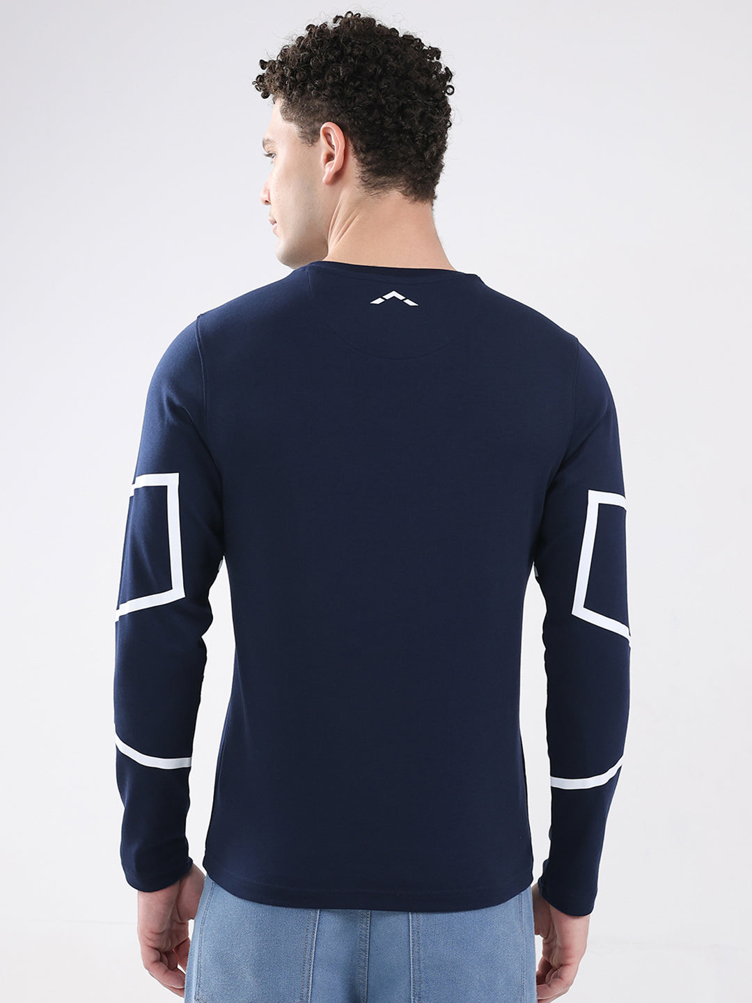 Rock.it Men Navy Blue Solid Round Neck Full Sleeve Winter T-Shirt