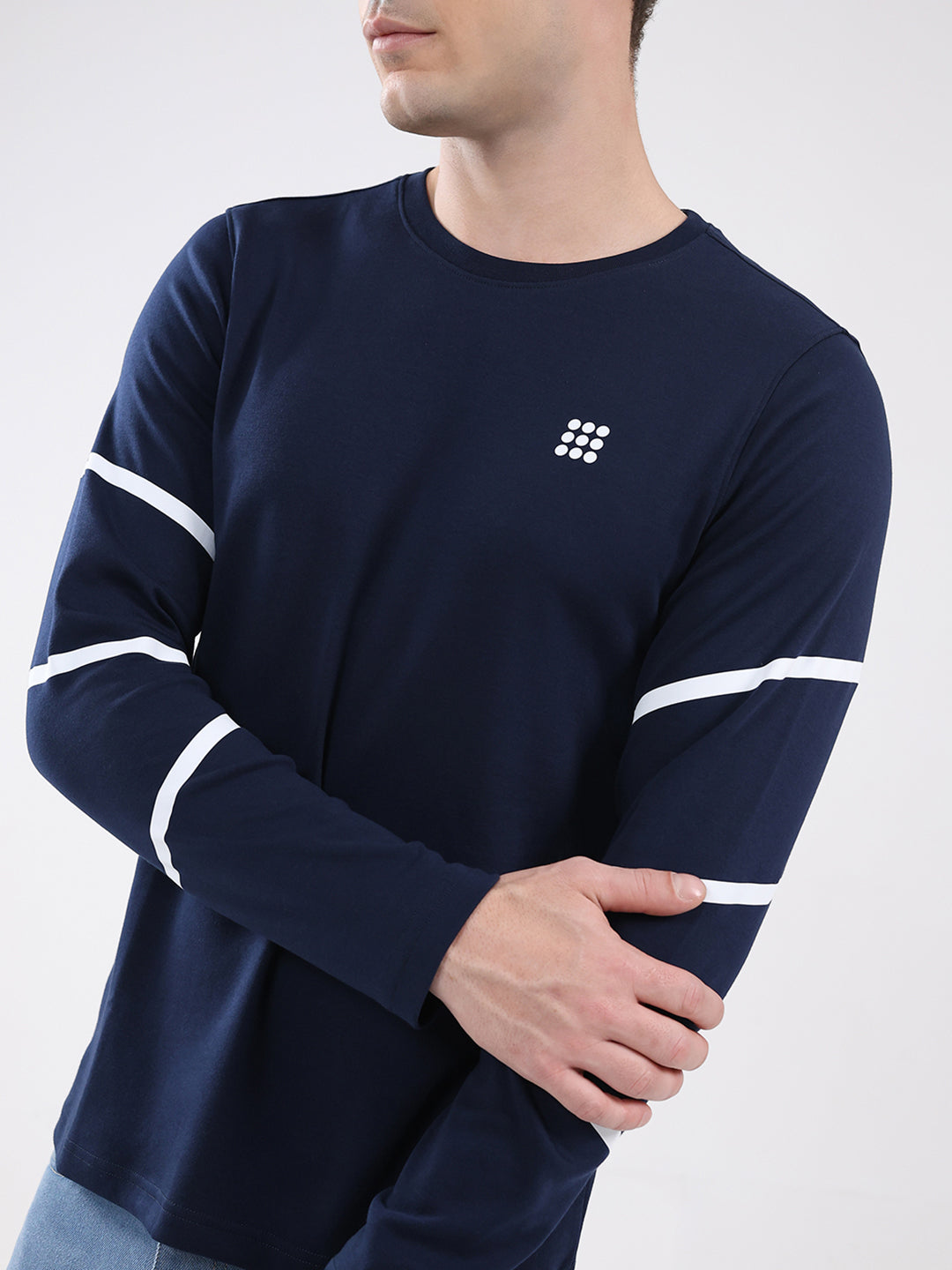 Rock.it Men Navy Blue Solid Round Neck Full Sleeve Winter T-Shirt