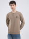 Rock.it Men Brown Solid Round Neck Full Sleeve Winter T-Shirt