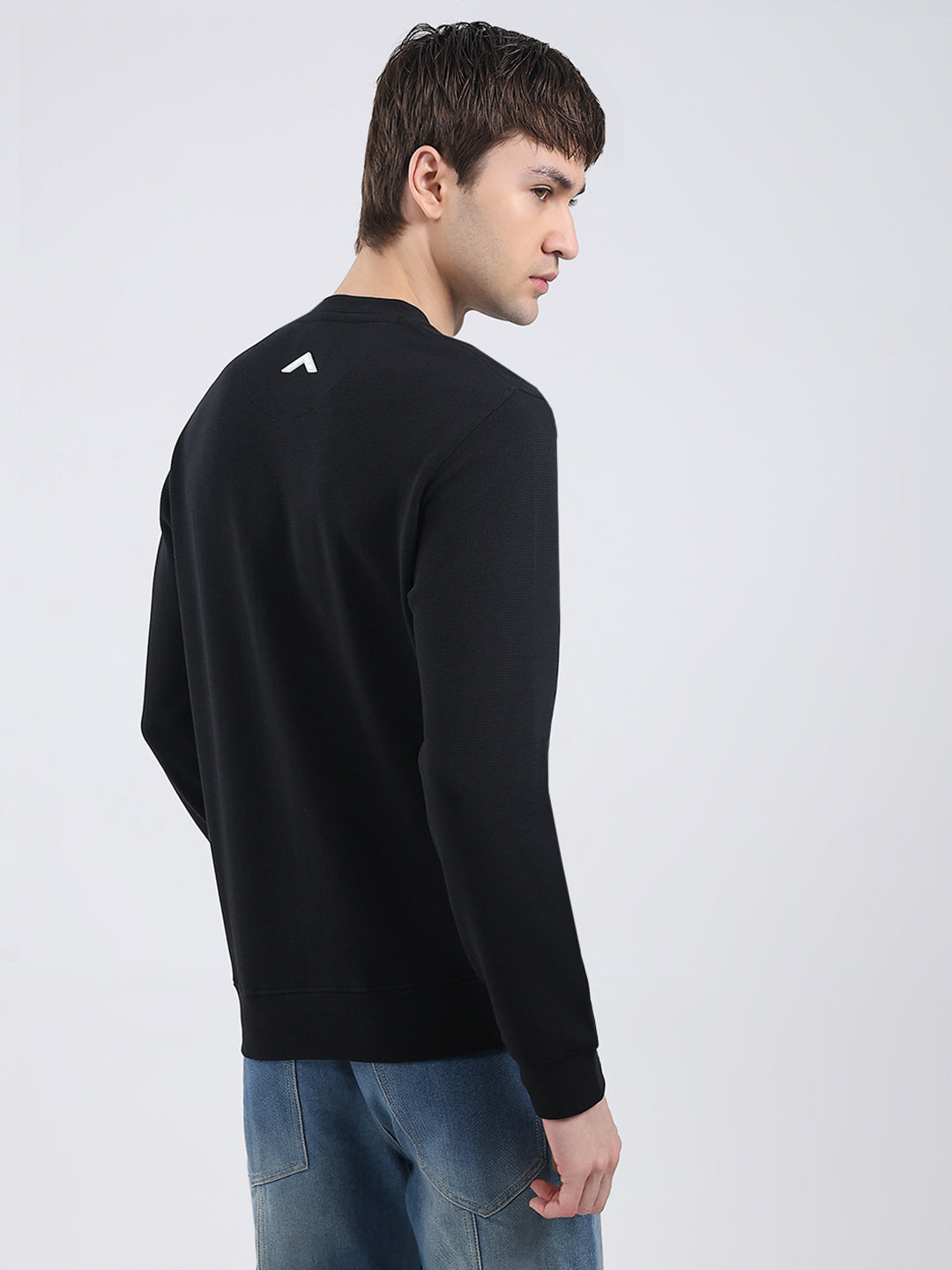 Rock.it Men Black Solid Round Neck Full Sleeve Winter T-Shirt