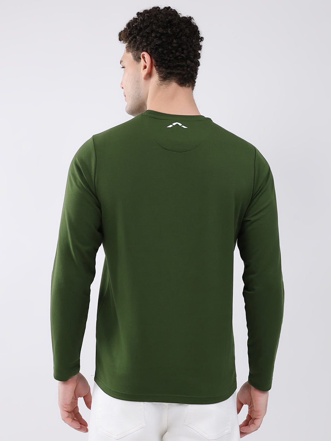 Rock.it Men Green Solid Round Neck Full Sleeve Winter T-Shirt