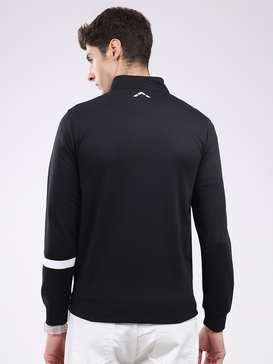 Rock.it Men Black Solid Mock Neck Full Sleeve Sweatshirt