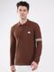 Rock.it Men Brown Solid Collar Full Sleeve Winter T-Shirt