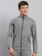 Rock.it Men Grey Self Design Collar Full Sleeve Sweatshirt