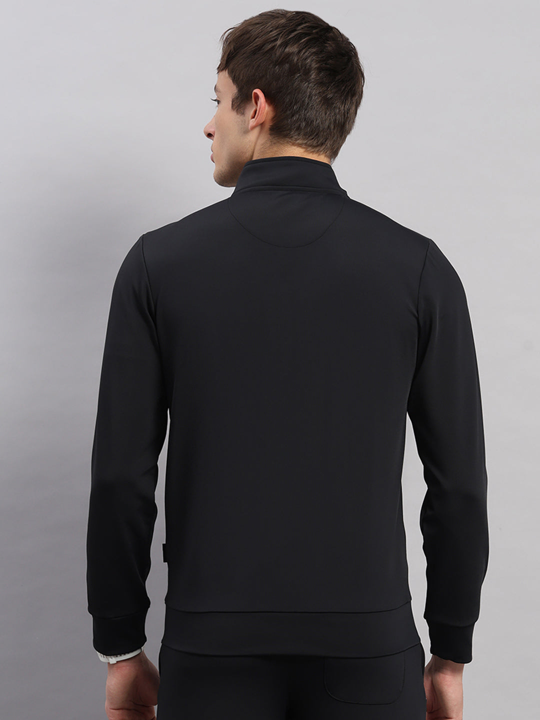 Rock.it Men Black Self Design Collar Full Sleeve Sweatshirt