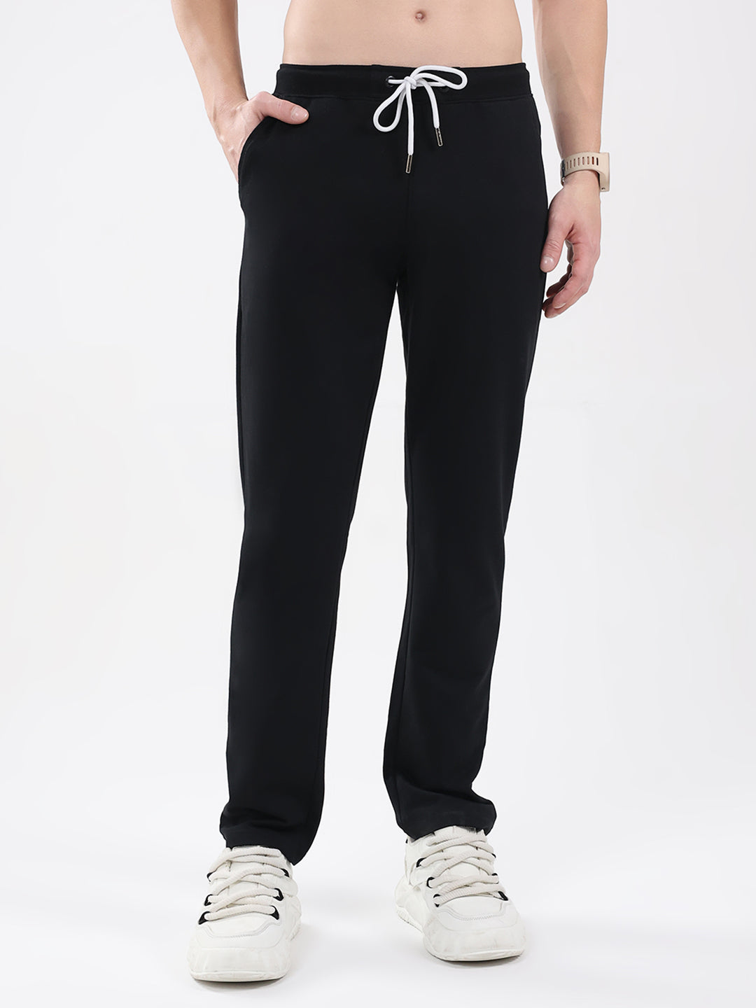 Rock.it Men Black Solid Regular Fit Winter Lower