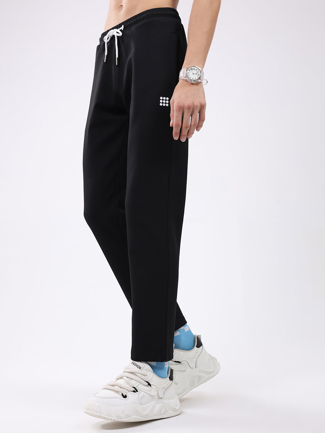 Rock.it Men Black Solid Slim Fit Winter Lower