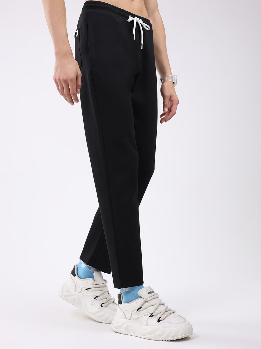 Rock.it Men Black Solid Slim Fit Winter Lower