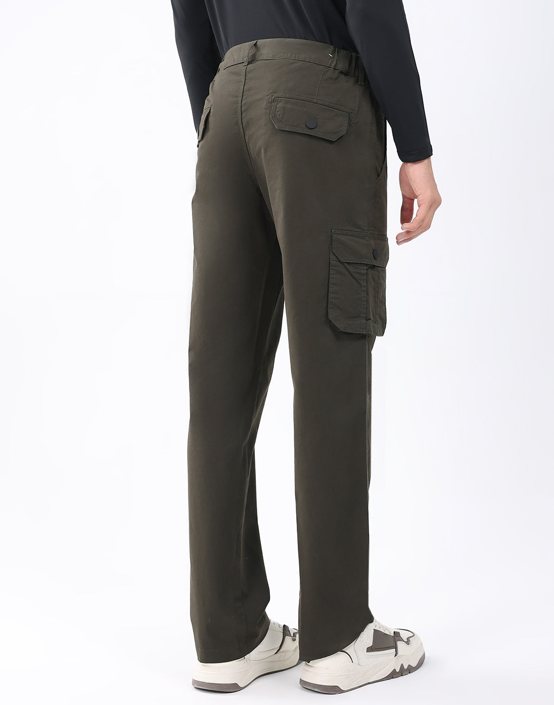 Rock.it Men Olive Solid Regular Fit Cargo