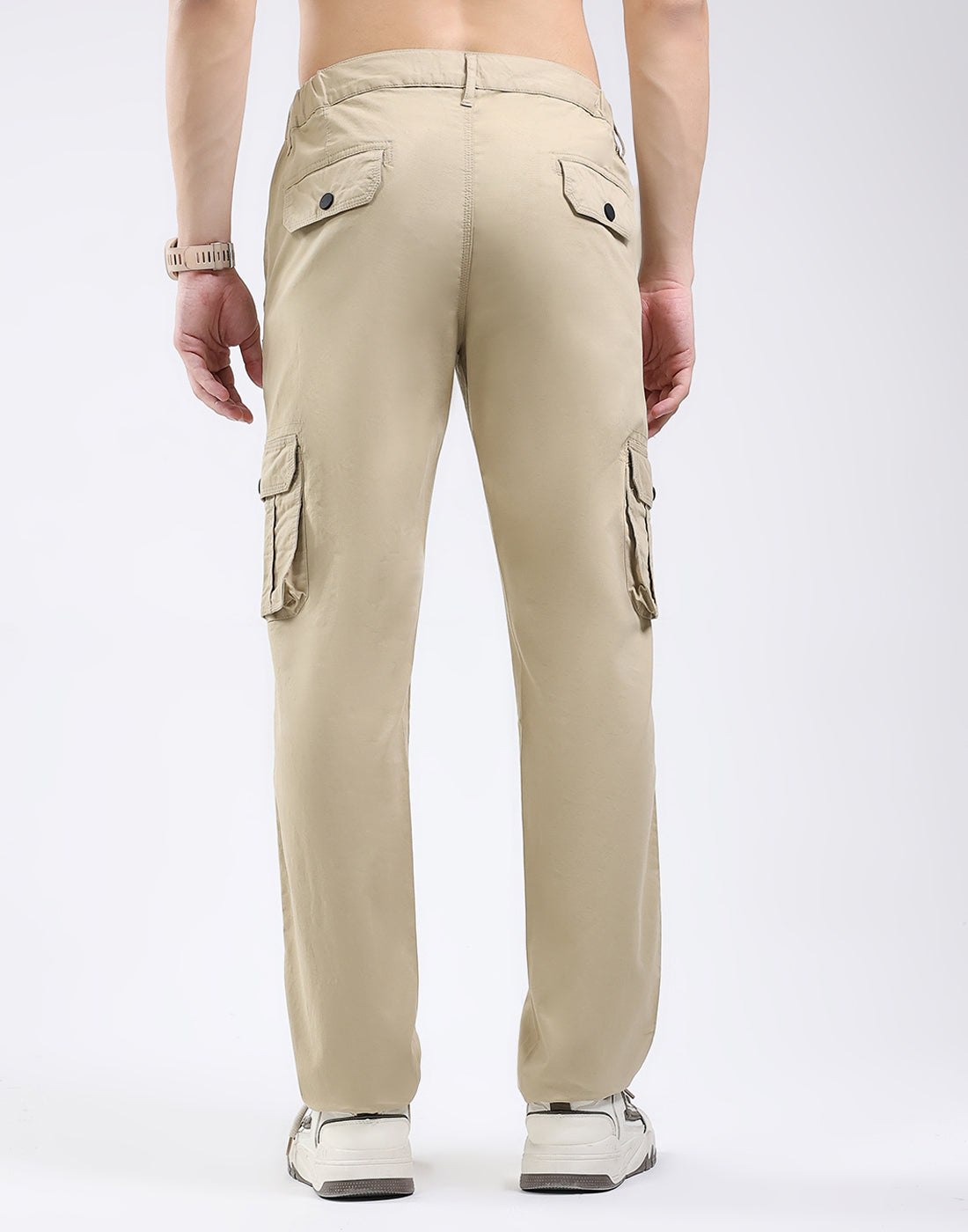 Rock.it Men Khaki Solid Regular Fit Cargo