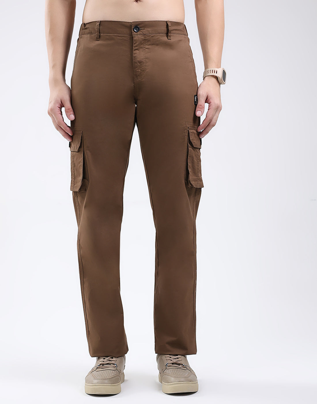 Rock.it Men Brown Solid Regular Fit Cargo