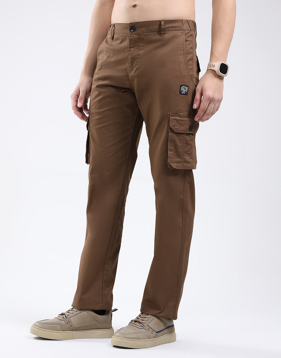 Rock.it Men Brown Solid Regular Fit Cargo