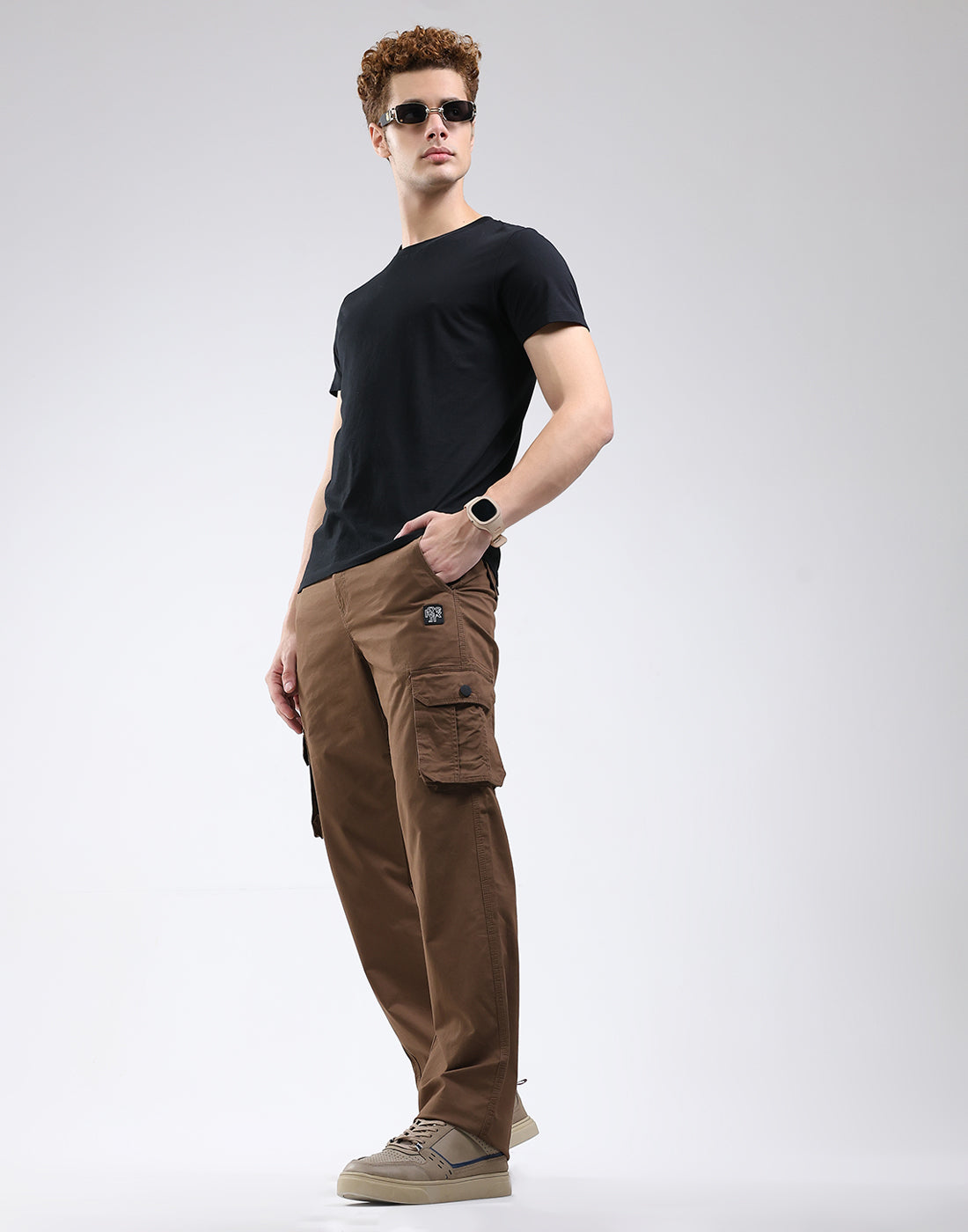 Rock.it Men Brown Solid Regular Fit Cargo