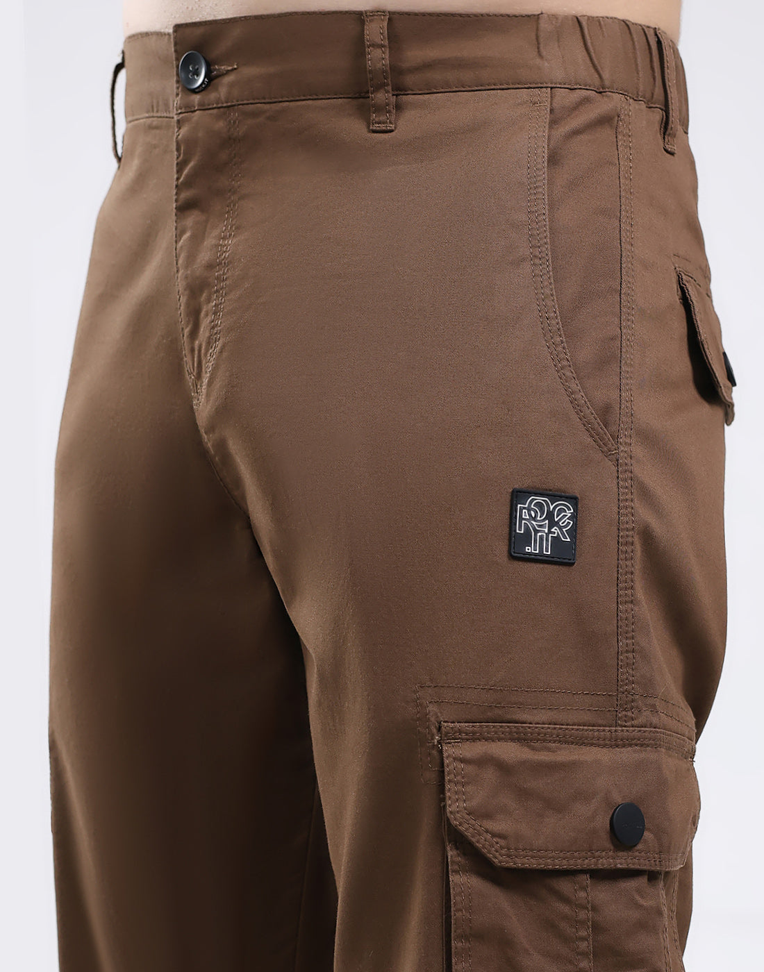 Rock.it Men Brown Solid Regular Fit Cargo