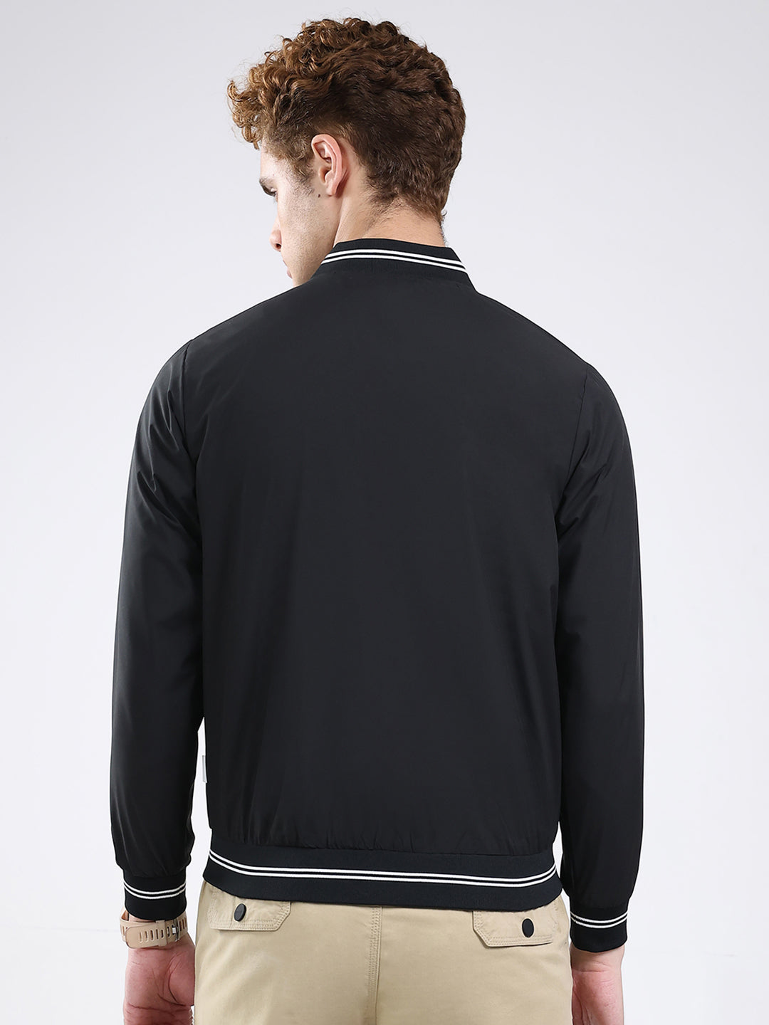 Rock.it Men Black Solid Band Neck Full Sleeve Jacket