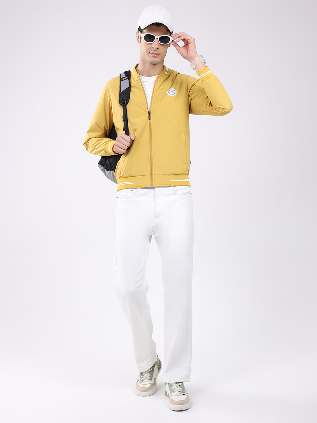 Rock.it Men Mustard Solid Band Neck Full Sleeve Jacket