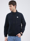 Rock.it Men Navy Blue Solid Mock Neck Full Sleeve Jacket