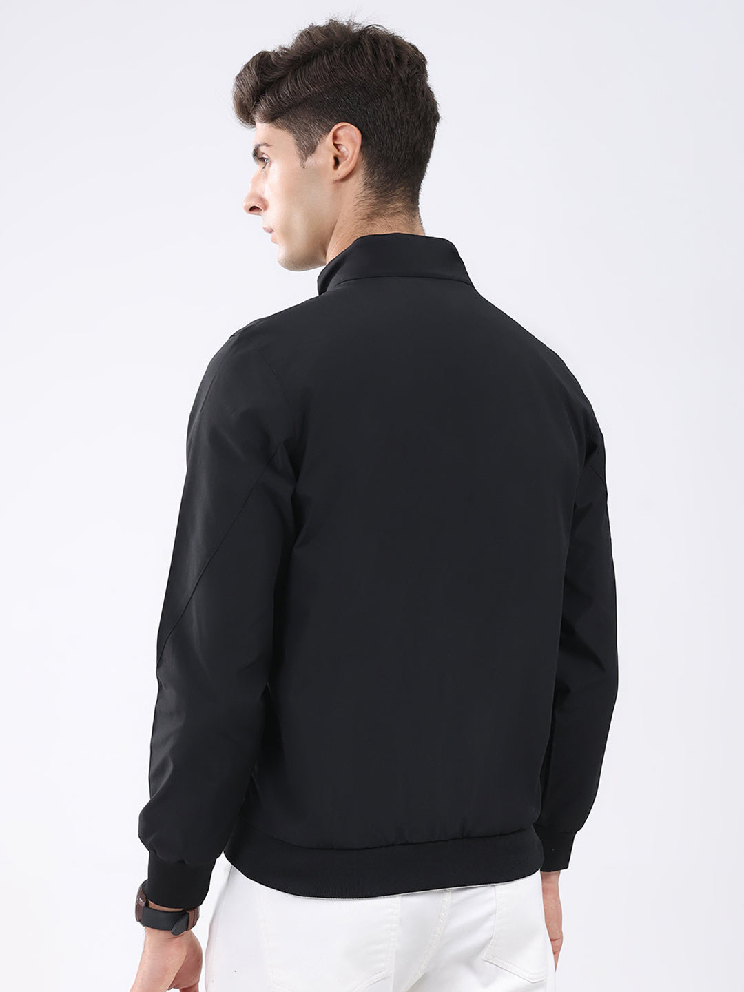Rock.it Men Black Solid Mock Neck Full Sleeve Jacket