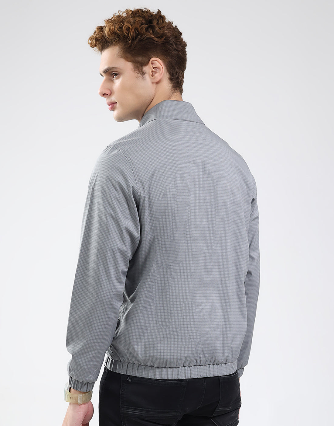 Rock.it Men Grey Solid Mock Neck Full Sleeve Jacket