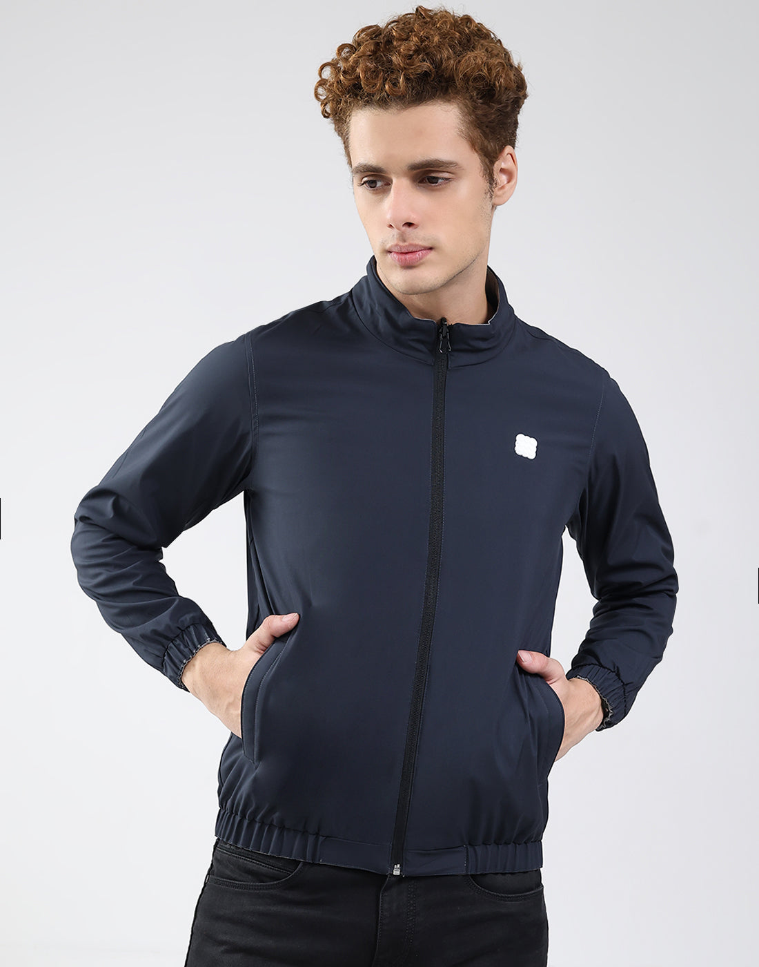 Rock.it Men Grey Solid Mock Neck Full Sleeve Jacket