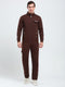 Rock.it Men Brown Solid Mock Neck Full Sleeve Winter Tracksuit