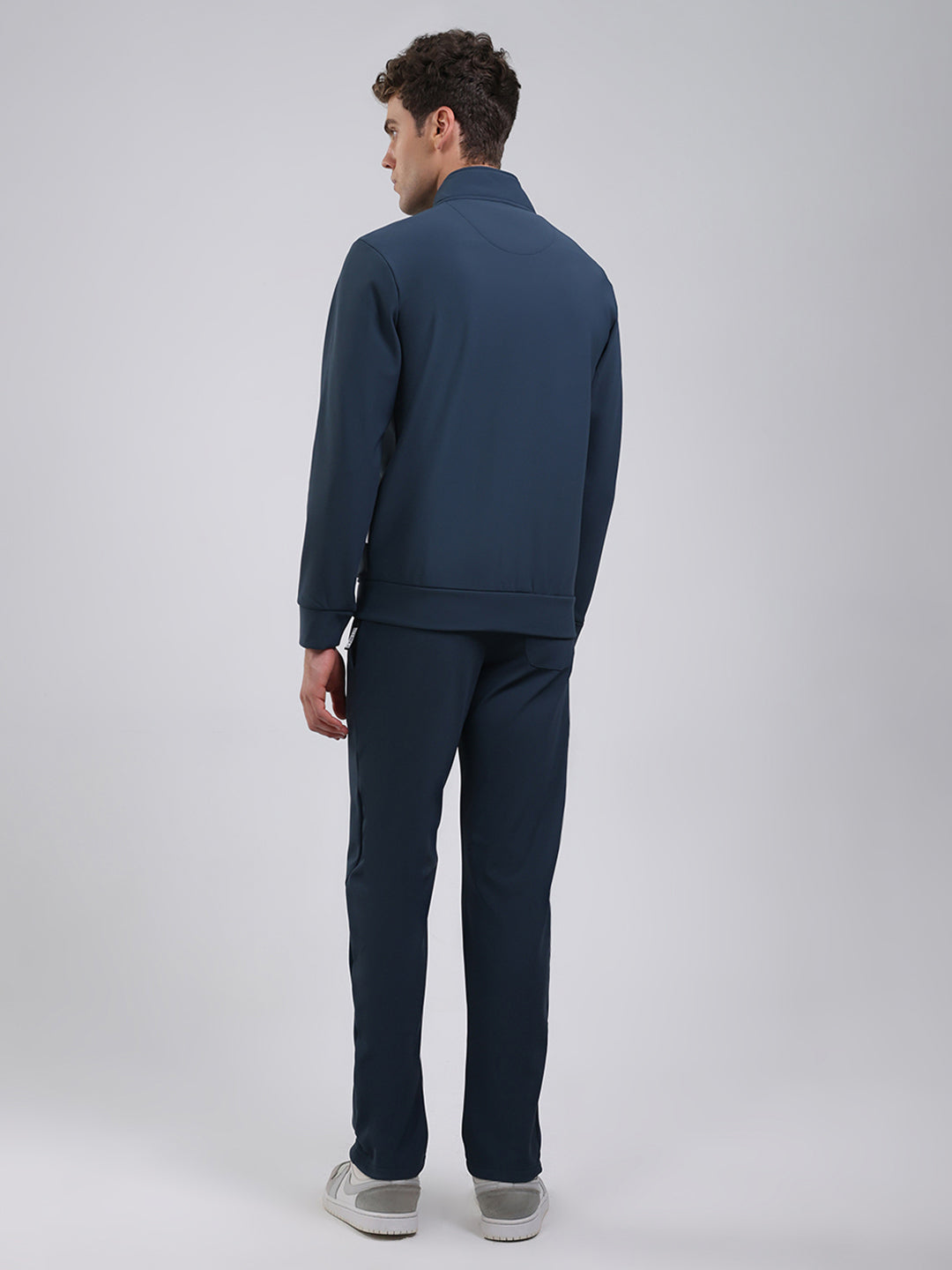 Rock.it Men Teal Blue Solid Round Neck Full Sleeve Winter Tracksuit