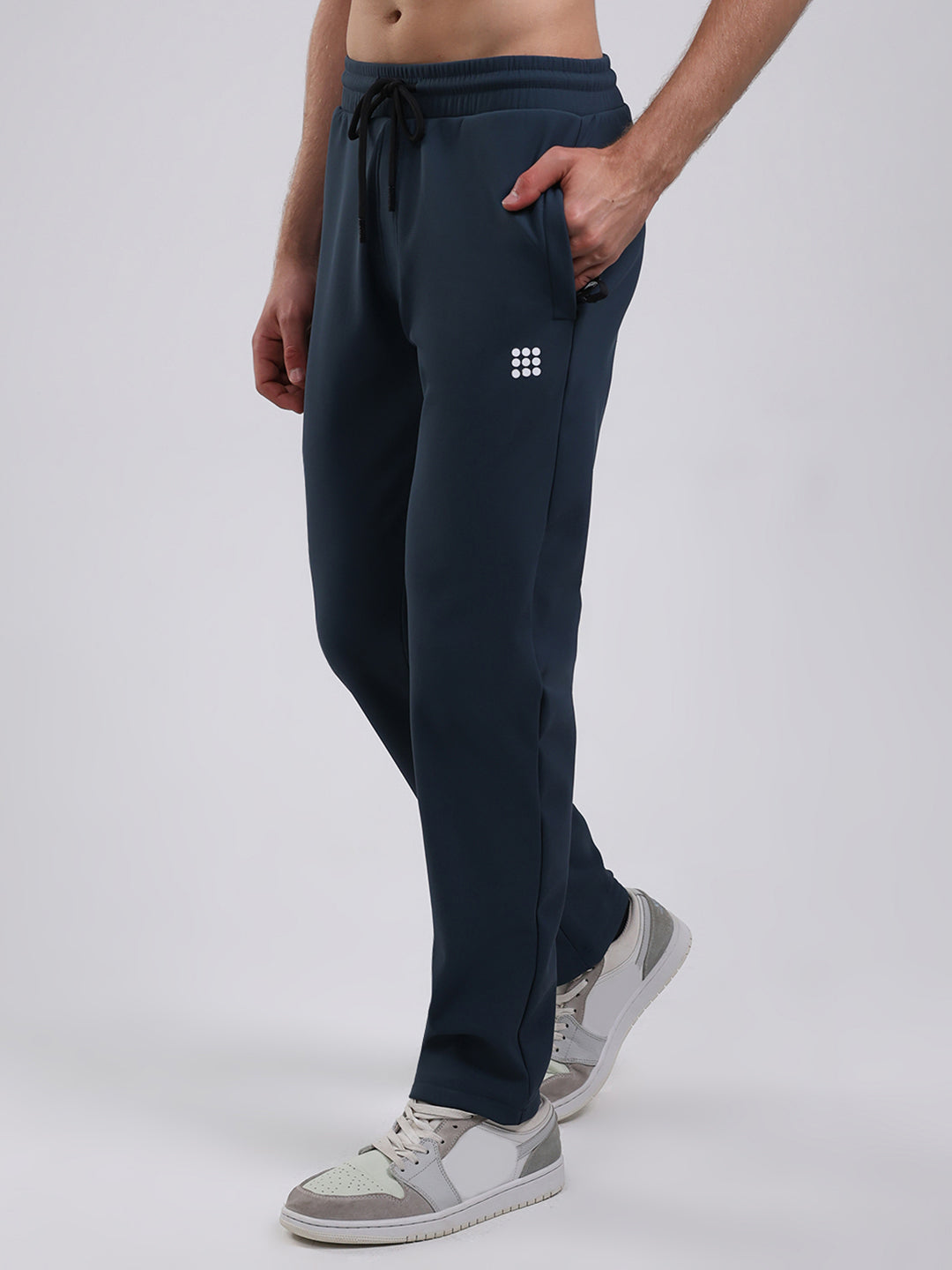 Rock.it Men Teal Blue Solid Round Neck Full Sleeve Winter Tracksuit