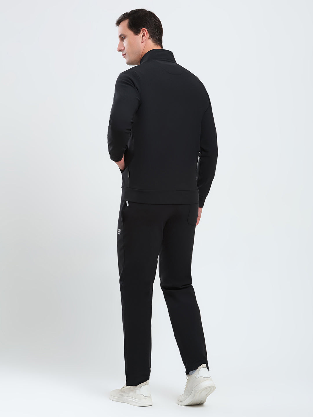 Rock.it Men Black Solid Mock Neck Full Sleeve Winter Tracksuit