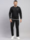 Rock.it Men Black Self Design Round Neck Sleeveless Winter Tracksuit