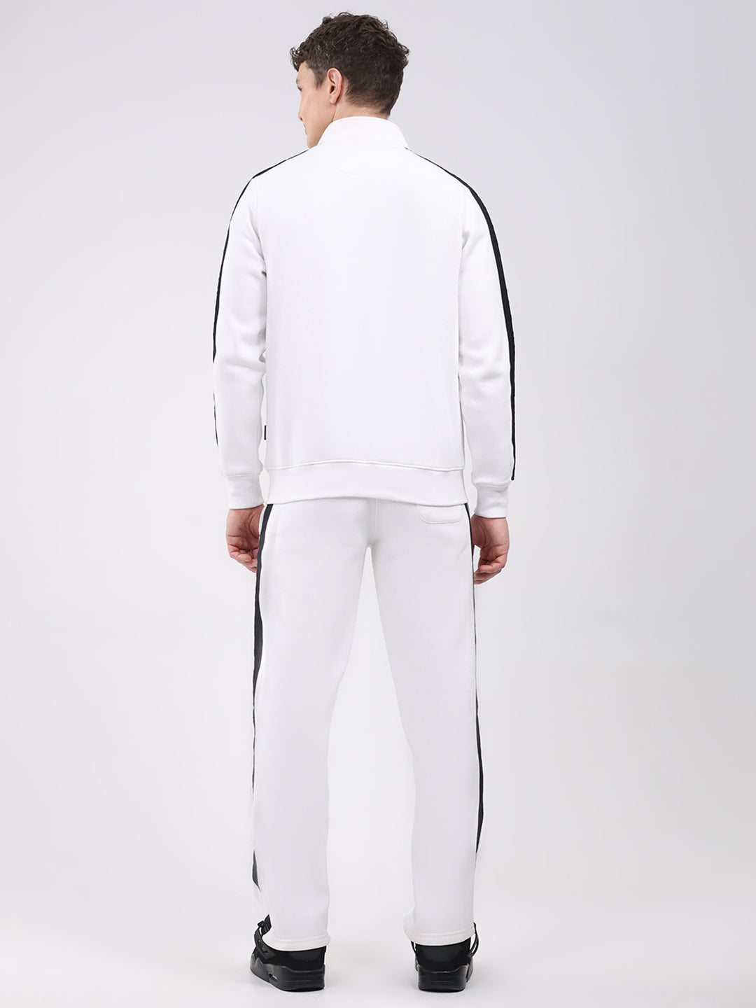 Rock.it Men White Solid Round Neck Full Sleeve Winter Tracksuit
