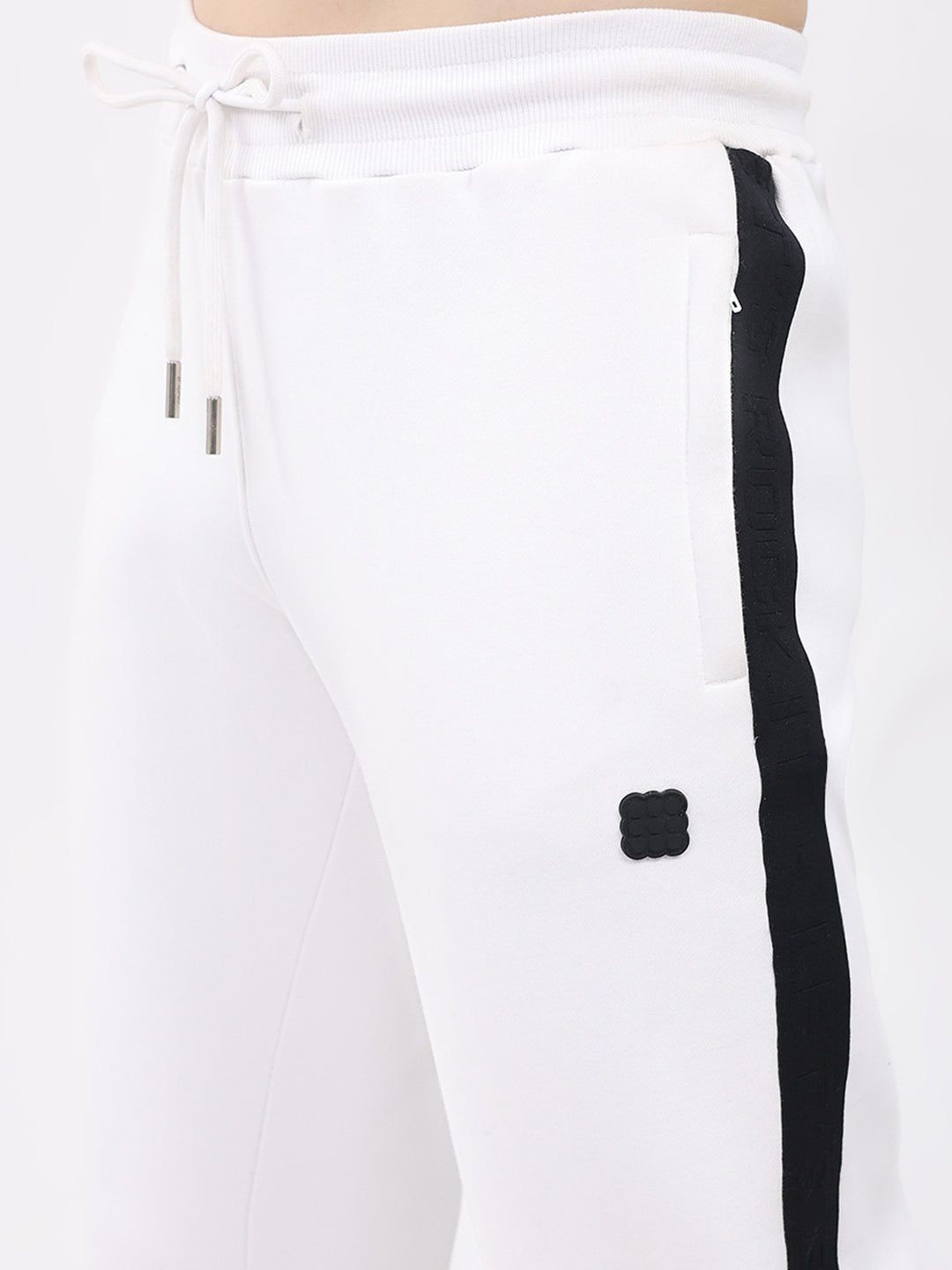 Rock.it Men White Solid Round Neck Full Sleeve Winter Tracksuit