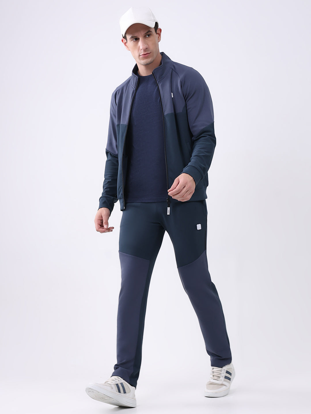 Rock.it Men Dark Blue Solid Mock Neck Full Sleeve Winter Tracksuit