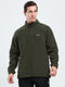 Rock.it Men Olive Solid Mock Neck Full Sleeve Sweatshirt