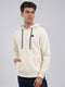 Rock.it Men Off White Solid Hooded Full Sleeve Sweatshirt