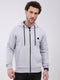 Rock.it Men Grey Solid Hooded Full Sleeve Sweatshirt