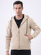 Rock.it Men Beige Solid Hooded Full Sleeve Sweatshirt